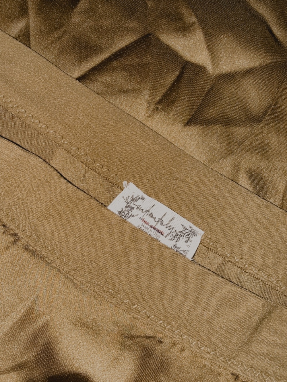 Free People Olive Satin Midi Skirt with Side Slit - Picture 3 of 3
